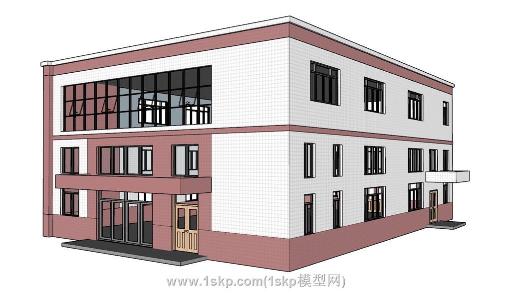 学校食堂建筑SU模型 3