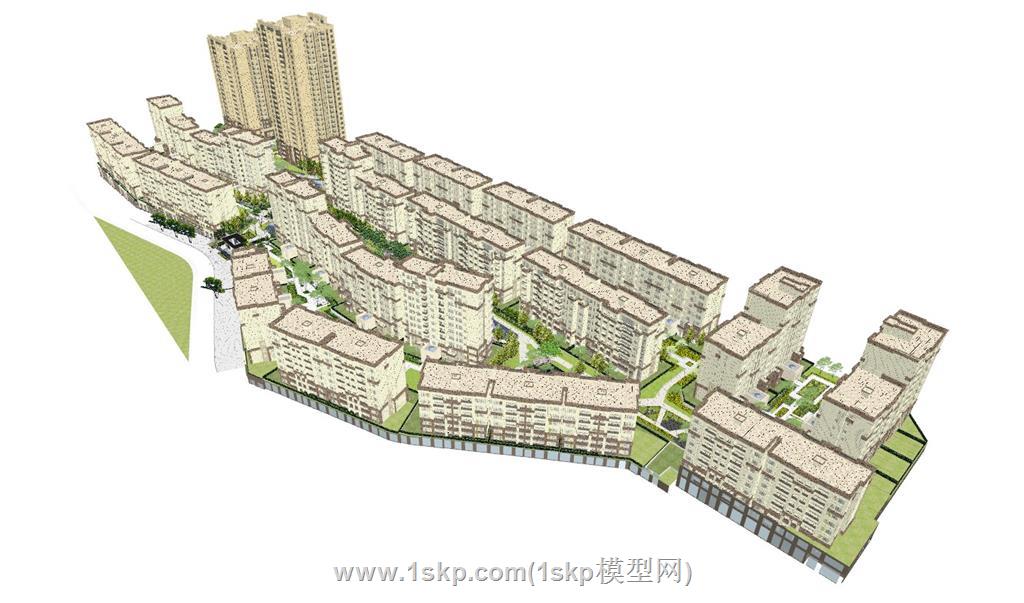 小区高层建筑规划SU模型 1