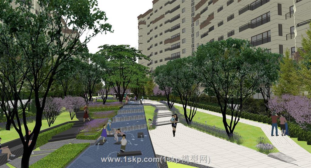 小区高层建筑规划SU模型 4