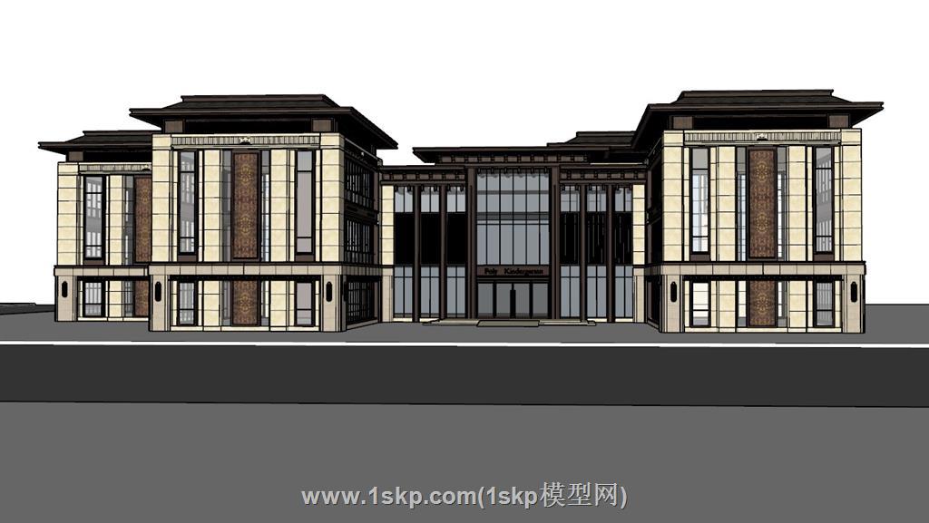 新中式建筑SU模型 2