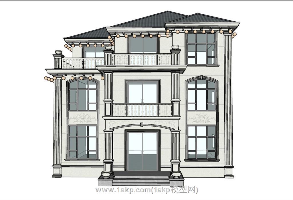 简欧独栋别墅SU模型 1