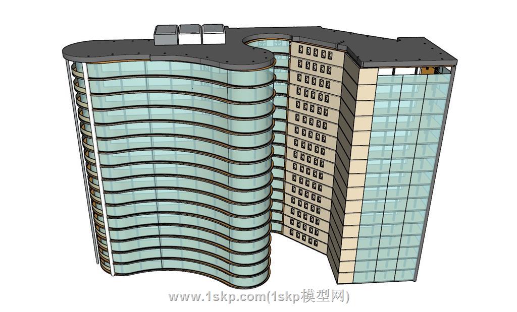 玻璃建筑写字楼SU模型 2