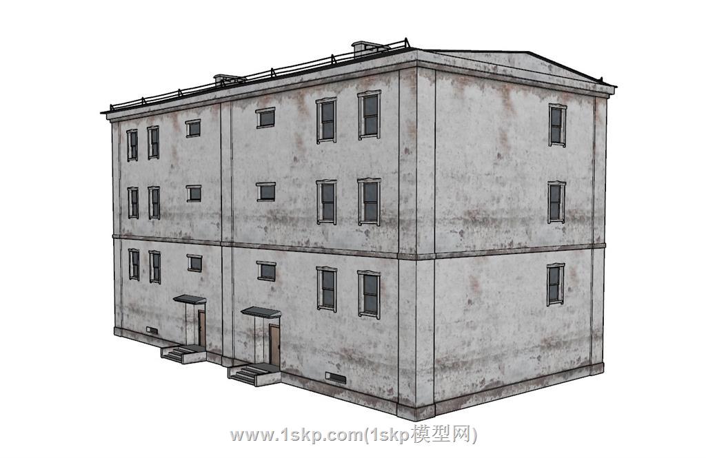 废弃工厂厂房SU模型 3