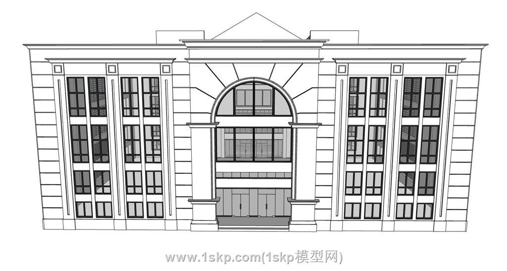 白模建筑楼SU模型 1