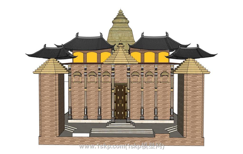 印度寺庙建筑SU模型 1