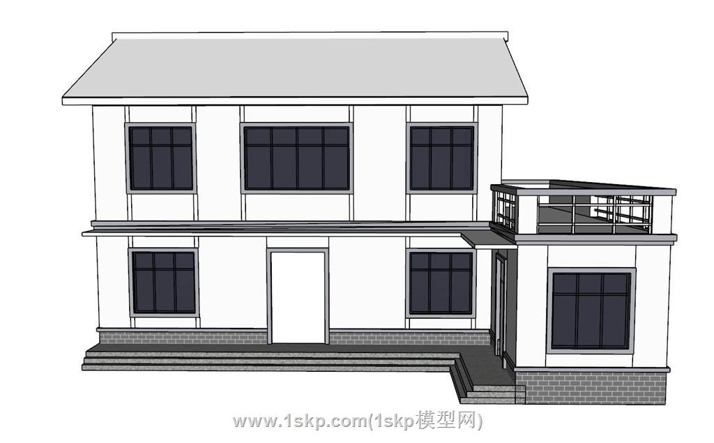 乡村自建房别墅SU模型 3