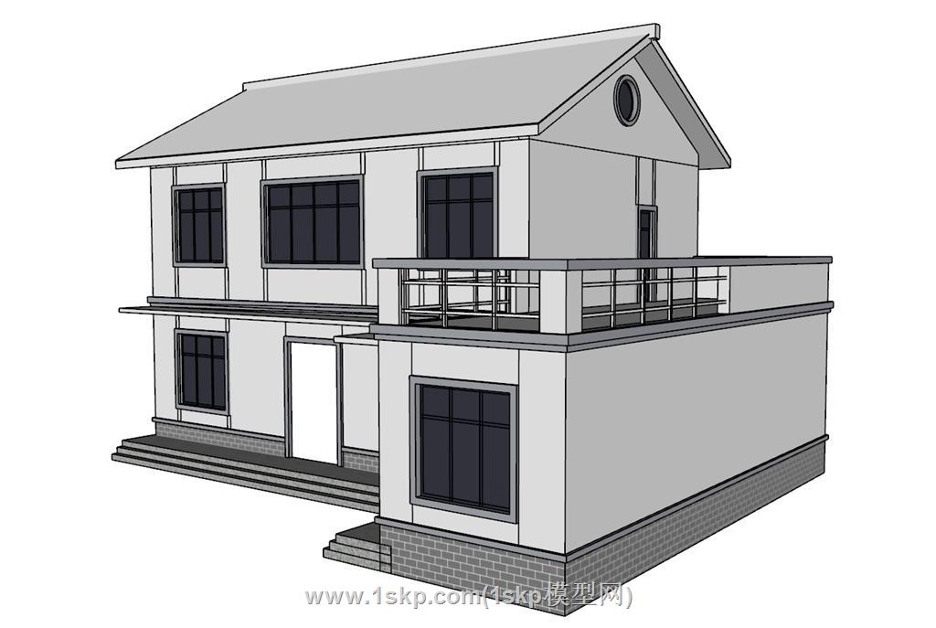 乡村自建房别墅SU模型 2