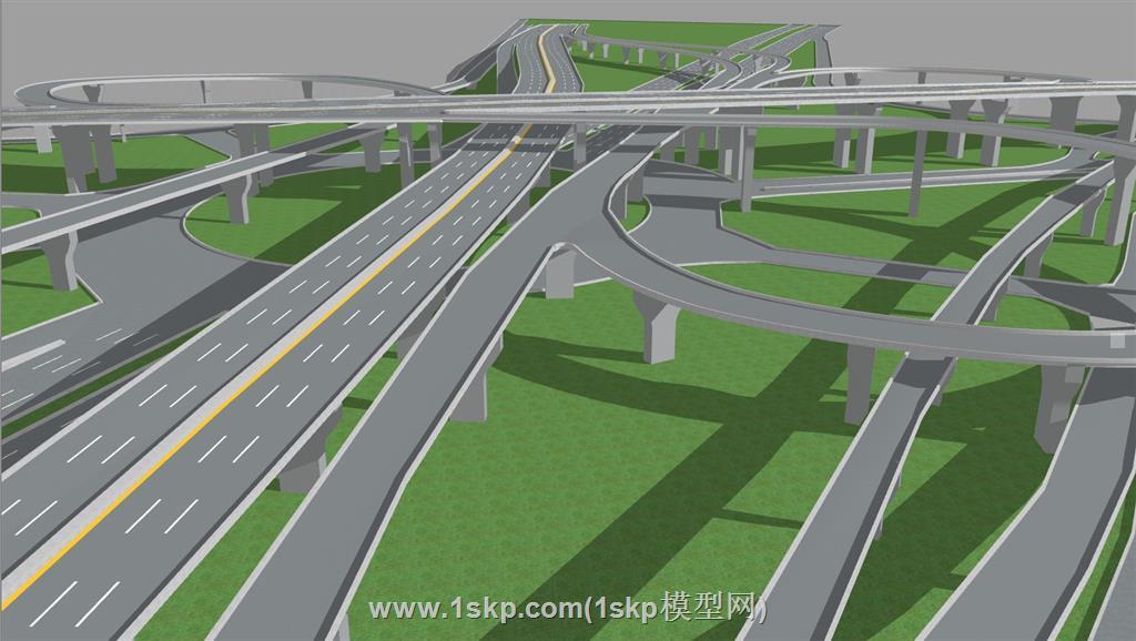 立交桥高速公路道路桥梁SU模型 1