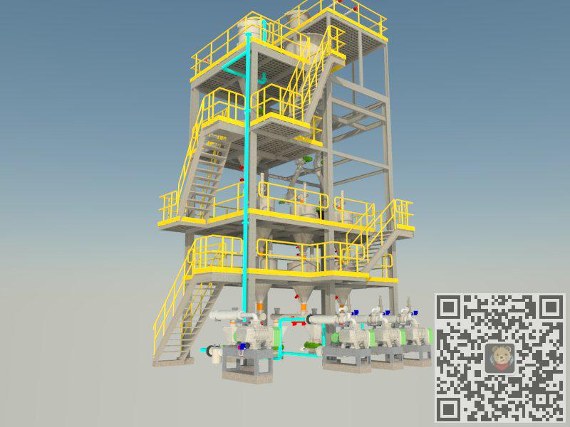 工业楼梯搅拌站SU模型 1