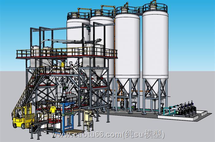 工厂水塔工业SU模型 1