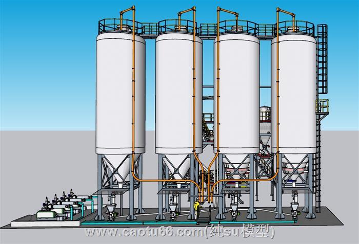 工厂水塔工业SU模型 3