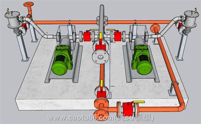 工业增压泵管道SU模型 1