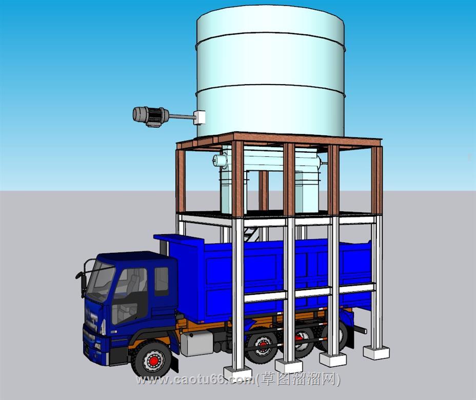 工业水塔卡车SU模型 1