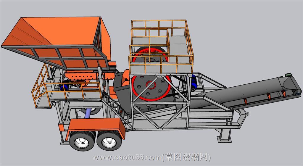 移动式粉碎机工厂SU模型