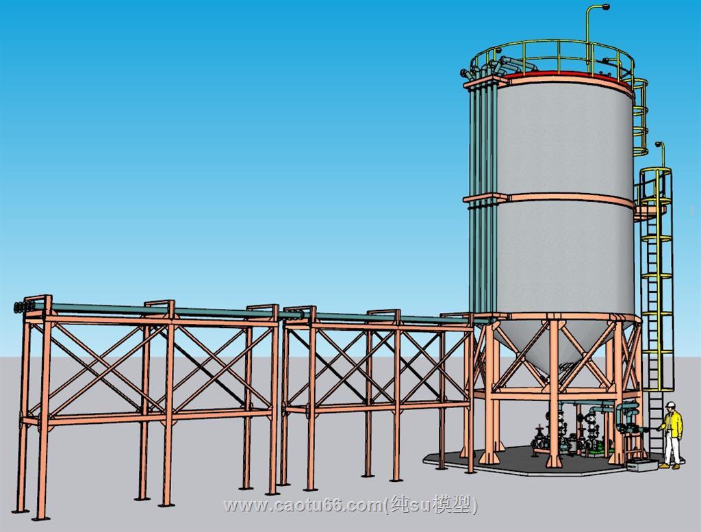 工业水塔爬梯SU模型 1