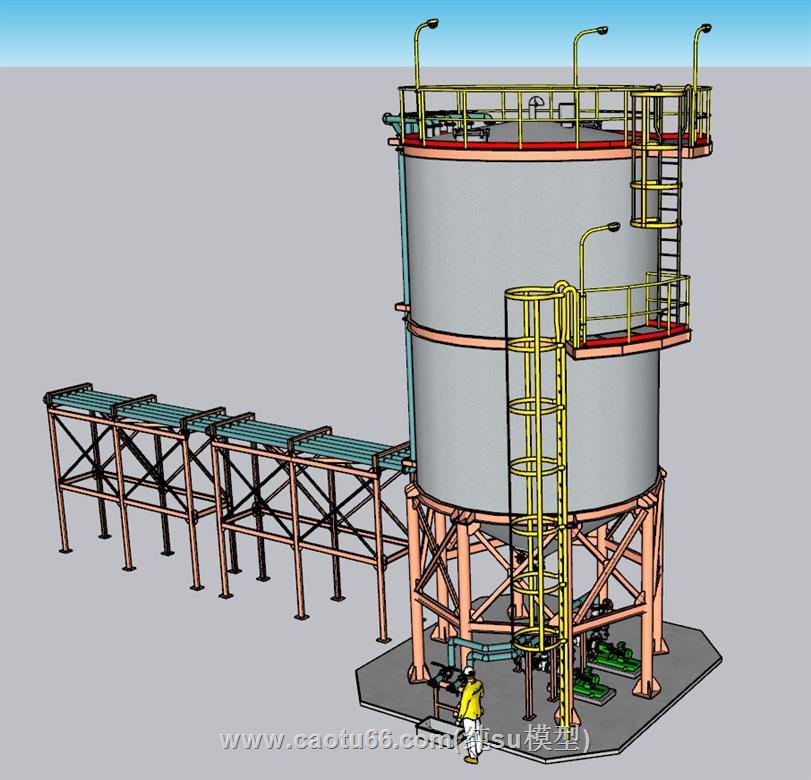 工业水塔爬梯SU模型 2
