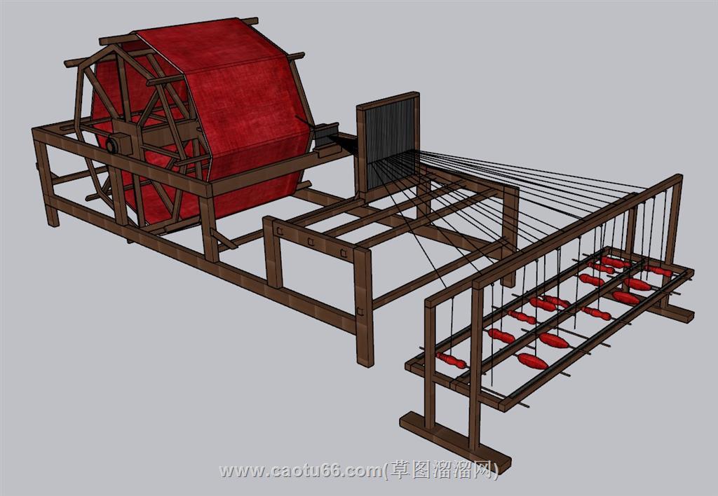 古代织布机SU模型 1