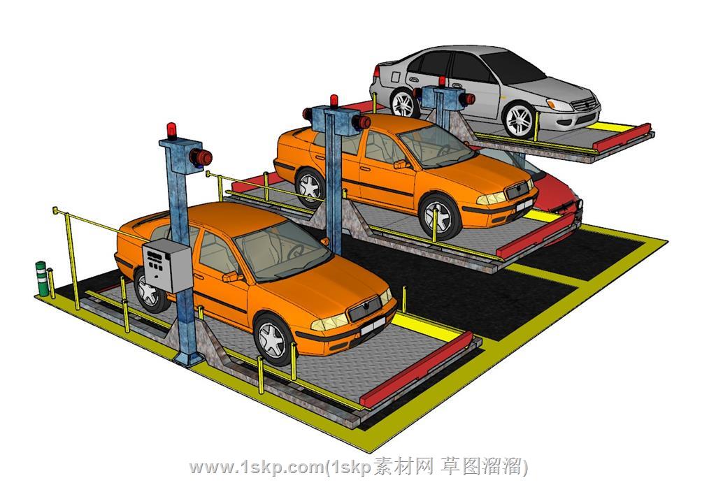 地下车库机械停车位SU模型 1