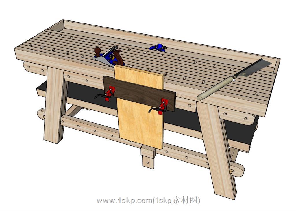 木工台木匠桌SU模型 1