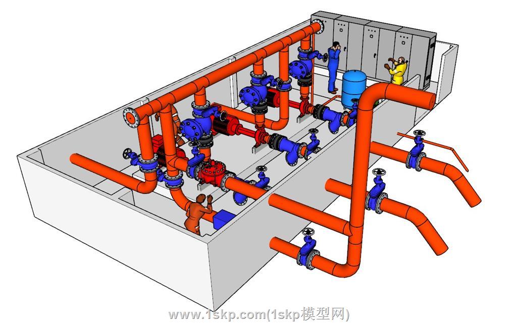 水管管道水泵SU模型 1