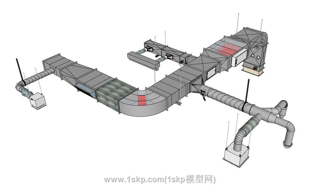 消防排烟管道SU模型 3