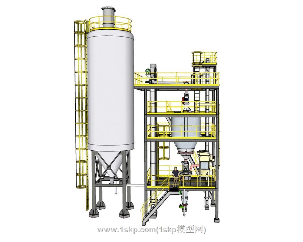 水泥搅拌站砂浆罐砂浆泵SU模型 1