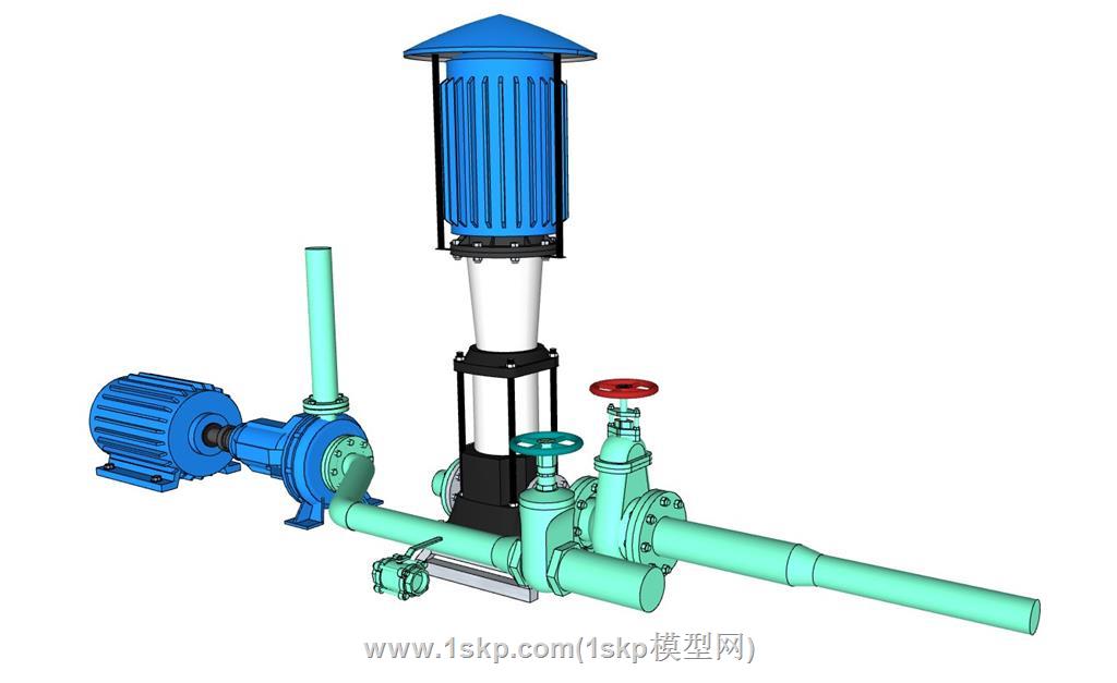 增压泵水泵水阀SU模型 1