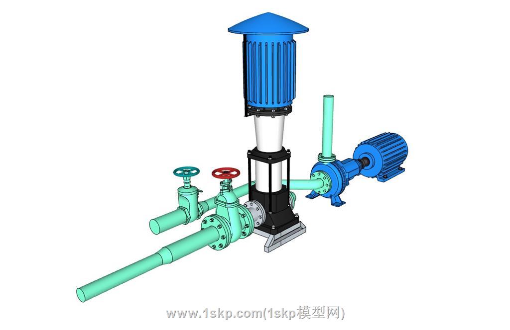 增压泵水泵水阀SU模型 2