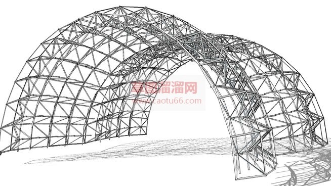 拱形空间桁架SU模型 1