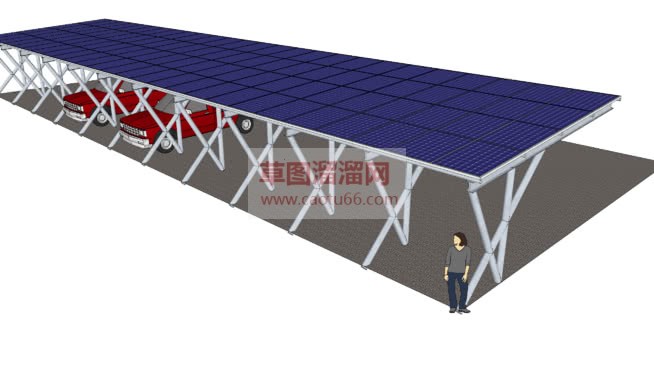 汽车停车棚SU模型 1