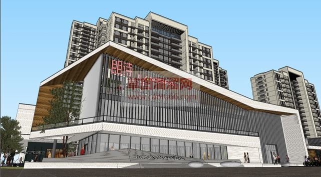 商业街裙楼建SU模型 2