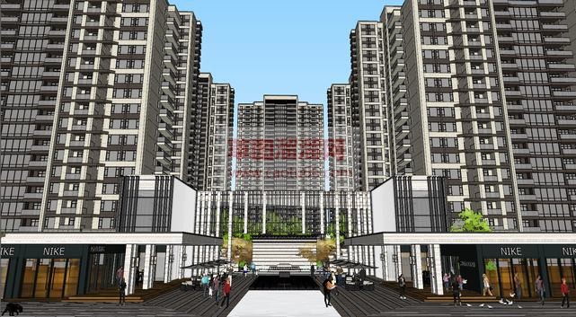 商业街裙楼建SU模型 3