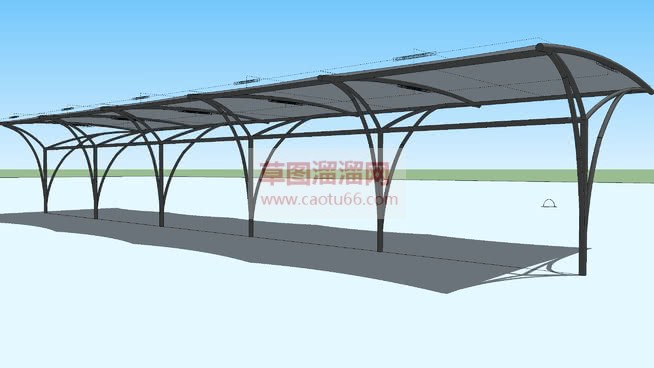 怎么做停车棚SU模型 1