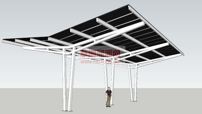 停车棚SU模型 1