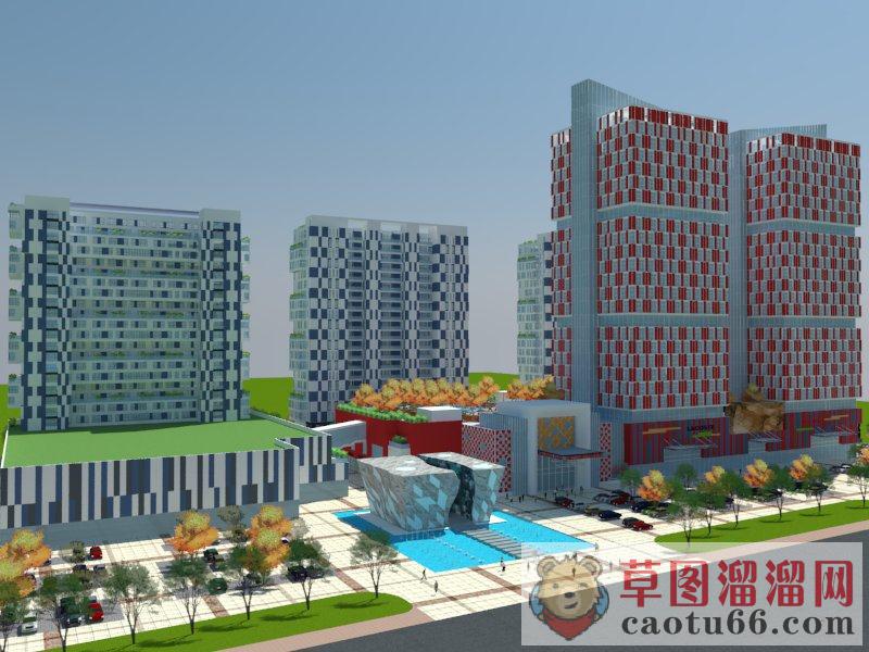 商业综合体建筑商业街SU模型 1