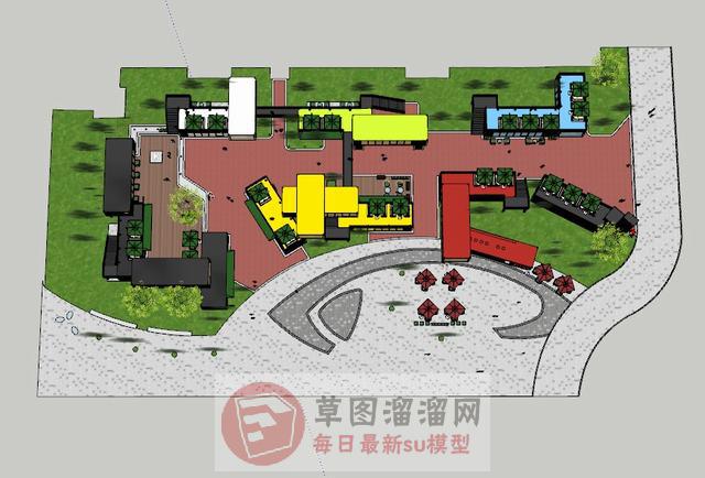 商业街集装箱建筑SU模型 1