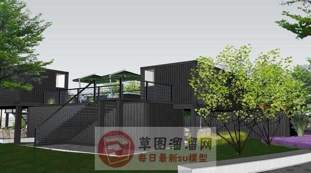 商业街集装箱建筑SU模型 4