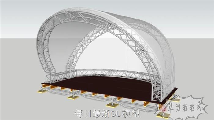 户外露天舞台SU模型 1