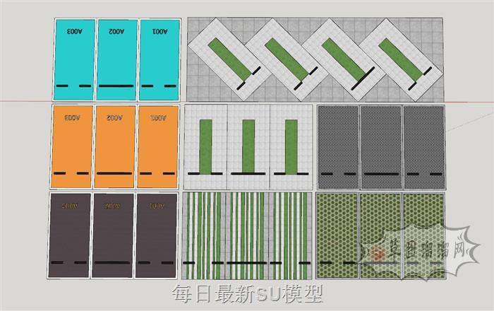 停车位停车阻挡器SU模型 1