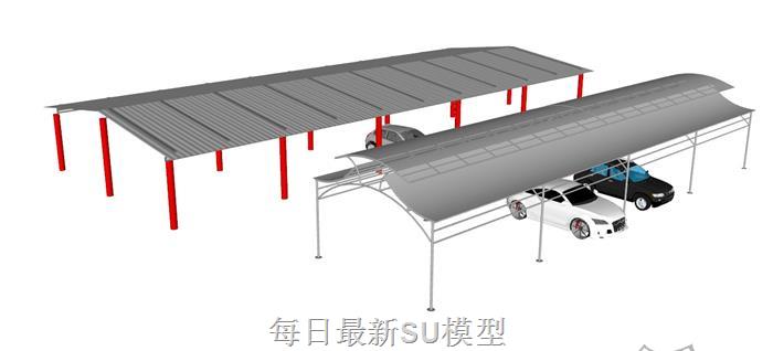 汽车停车棚SU模型 1