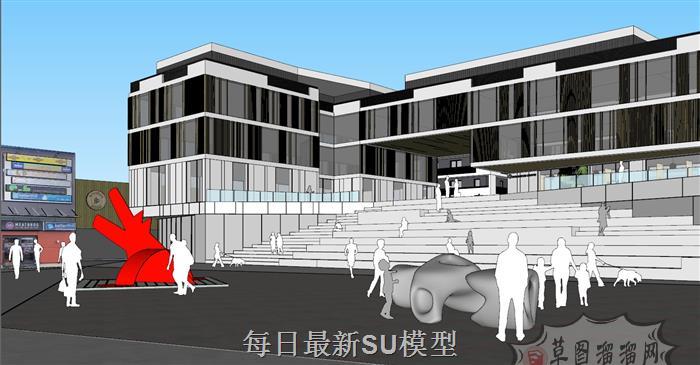 商业街综合体建筑SU模型 3