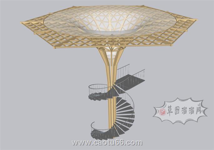 观景台SU模型 1