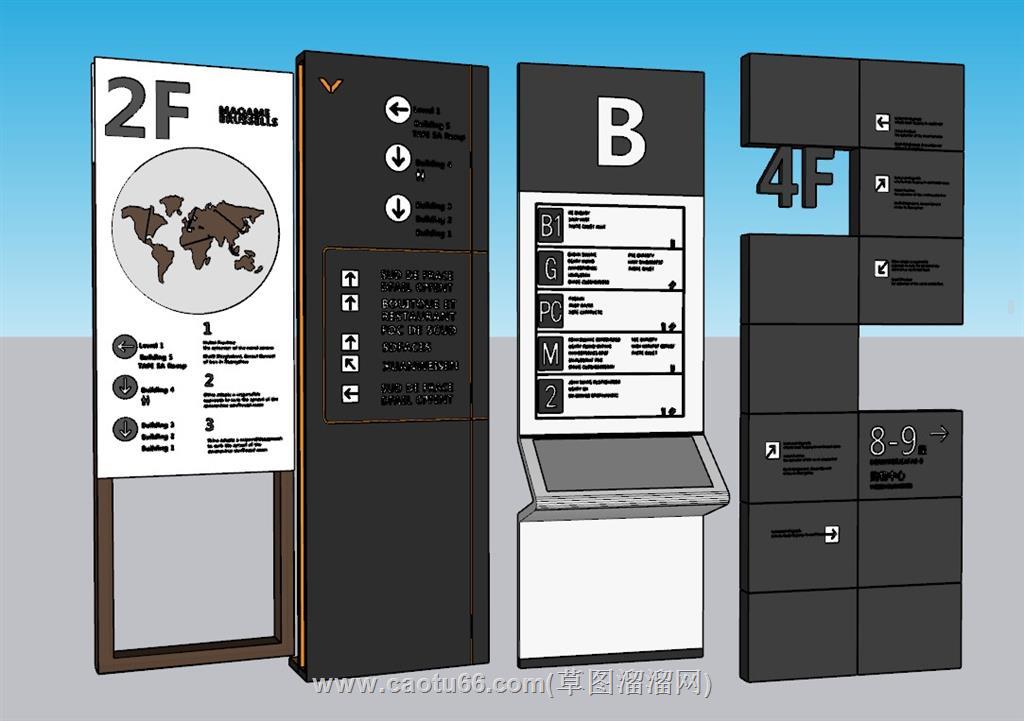 指路牌标识牌标示牌SU模型 1