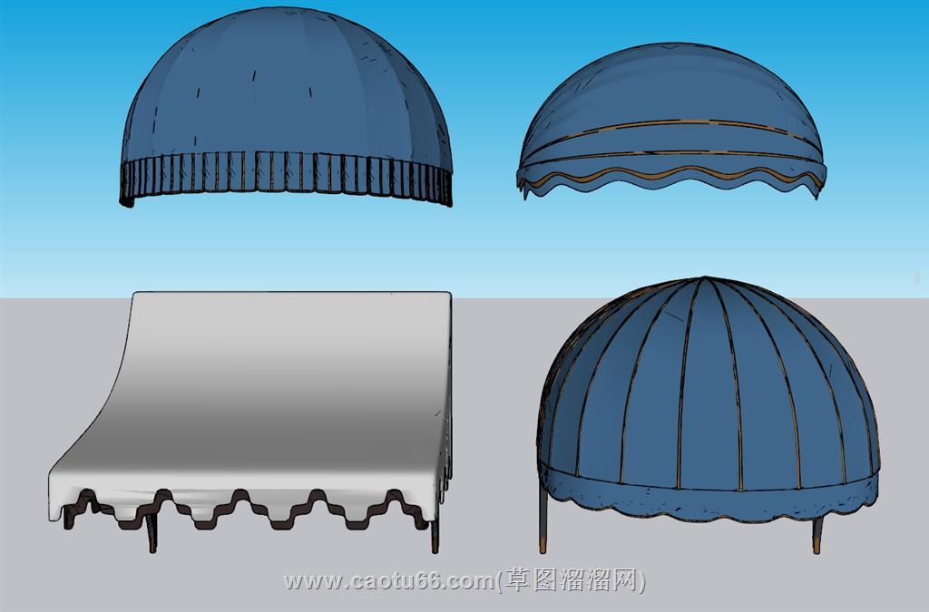 商业遮阳棚遮雨棚SU模型 1