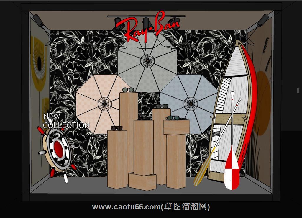 展示橱窗眼镜SU模型 2