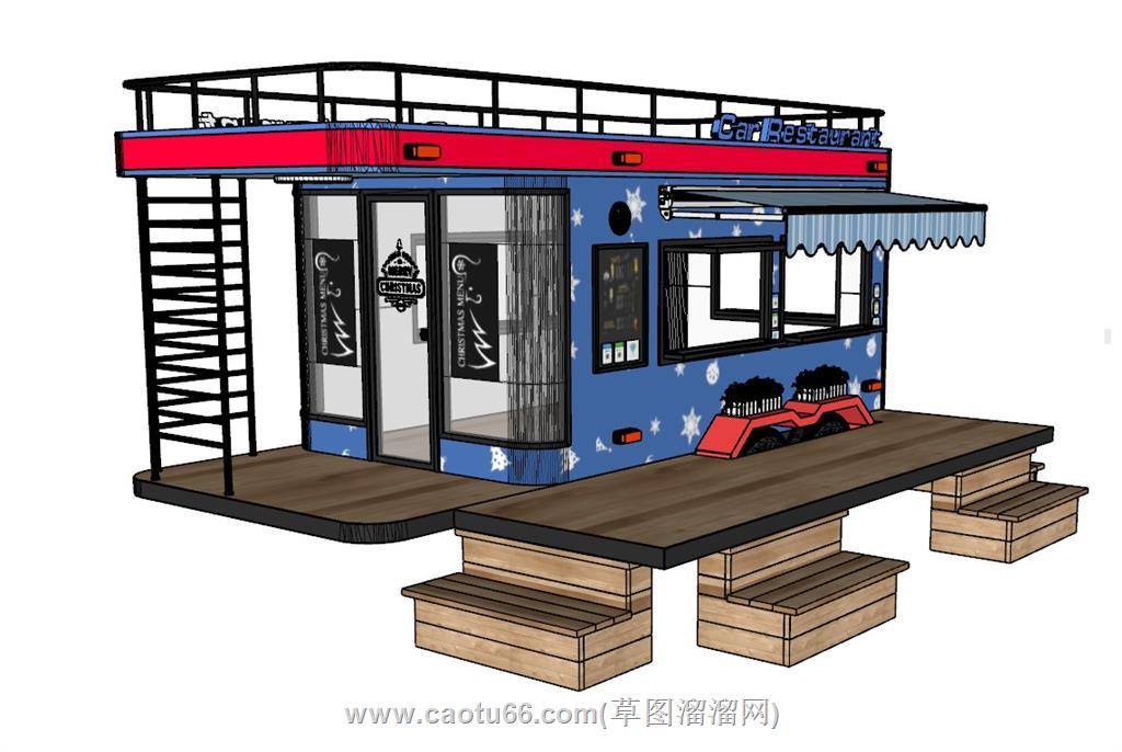 餐厅草SU模型 1