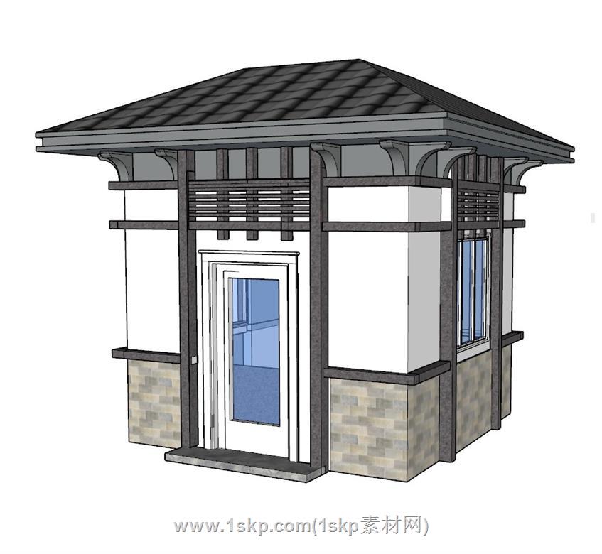 管控岗亭保安亭SU模型 3