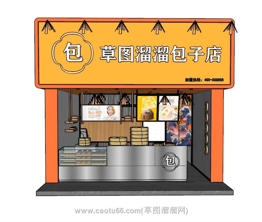 包子店糕点店SU模型 1