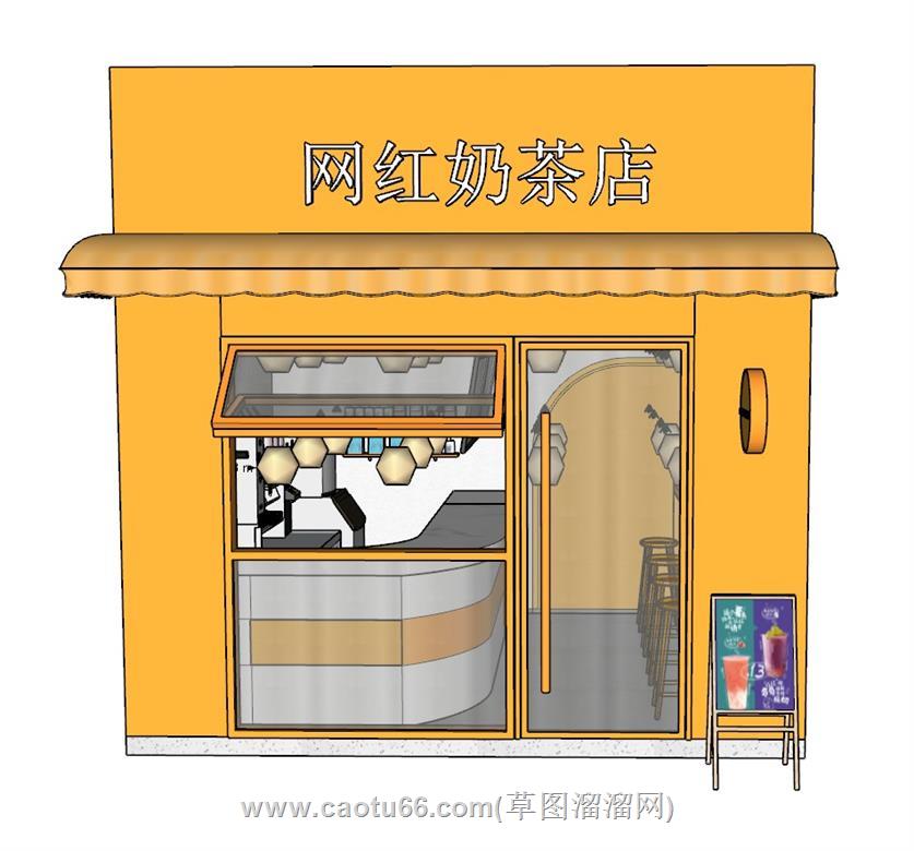 网红奶茶店SU模型 1