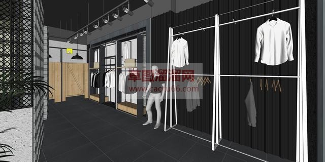 工业风格衣服服装店SU模型 3